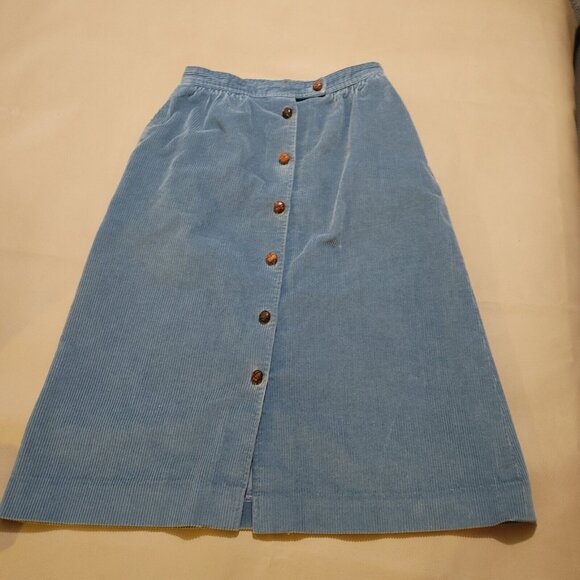 Vintage 80s L.L. Bean Blue Corduroy Skirt - Picture 11 of 14